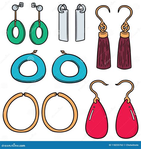 Vector Set Of Earrings Stock Vector Illustration Of Jewelry 118255762