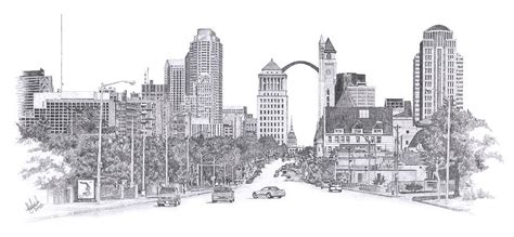 St Louis Skyline Drawing By Andrew Aagard Fine Art America