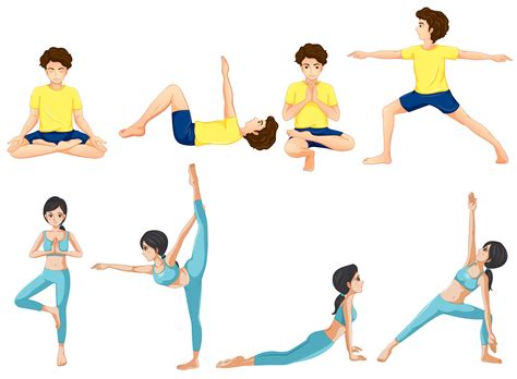 Diferentes Posturas De Yoga 373196 Vector En Vecteezy