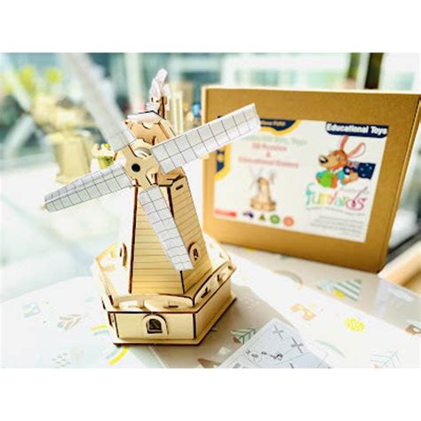buy model kit plywood puzzle solar powered windmill wood kit with motor mydeal