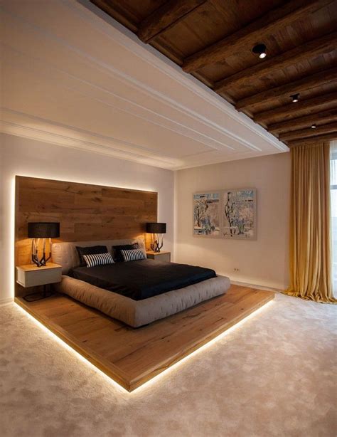 interessantes schlafzimmer design mit holz beim innendesign