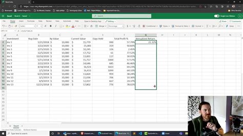 Use Excel 365 To Calculate Simple Annualized Returns For A Series Of
