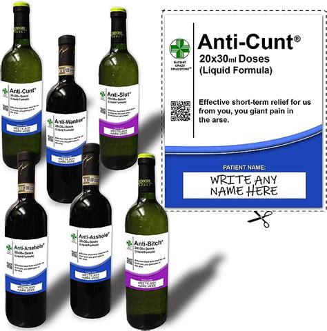 Party People 1 X Personalised Anti Cunt Novelty Wine Bottle Label
