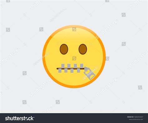 Vector Illustration Emoji Zipper Mouth Face Stock Vector Royalty Free