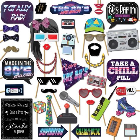 1980s Throwback Party Theme 80s Photo Booth Props Decorations Etsy In