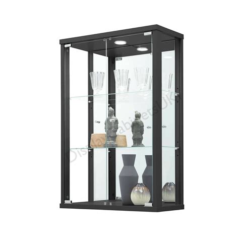 Wall Mounted Glass Display Cabinet 3 Colours Led Mirror Or Lockable Ebay
