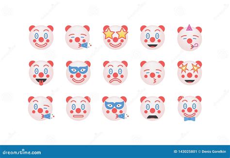 Set Of Clown Emoticon Vector Stock Vector Illustration Of Circus