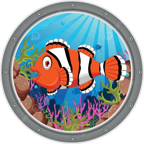Clown Fish Cartoon Sea Clown Character Vector Sea Clown Character