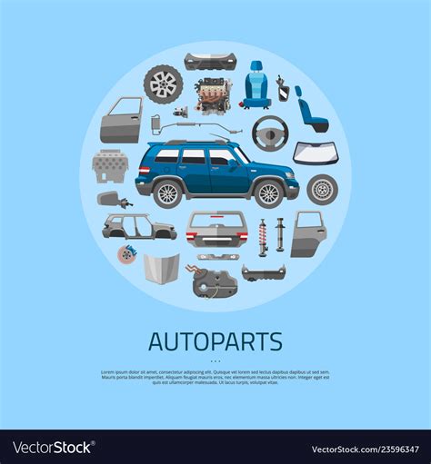 Auto Spare Parts Icons Concept Banner Car Service Vector Image