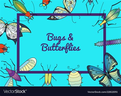 Hand Drawn Insects Background With Place Vector Image