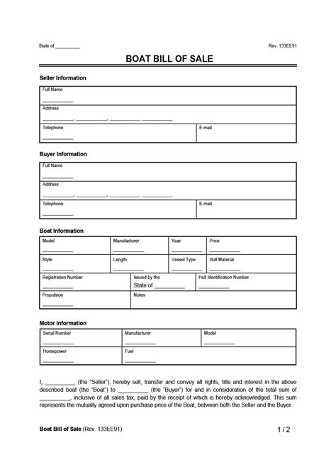 Printable Sample Boat Bill Of Sale Form Bill Of Sale Template Legal