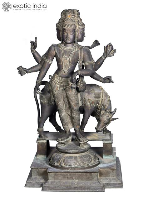 50 Large Dattatreya With Kamadhenu Madhuchista Vidhana Lost Wax Panchaloha Bronze From