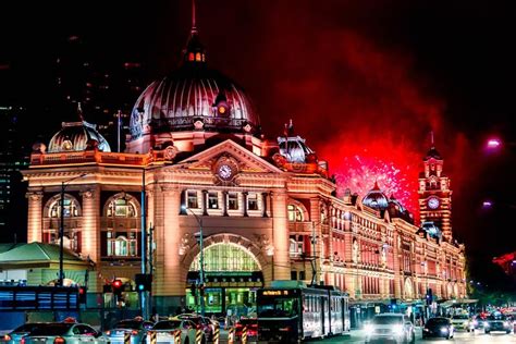 Flinders Street Station At Night Editorial Stock Photo Image Of