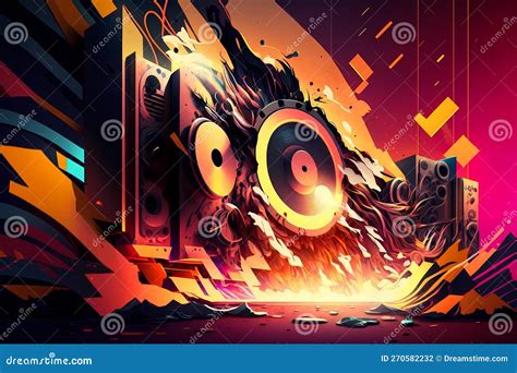 Musical Background With Speakers Nightlife Scene Abstract Visual Sound