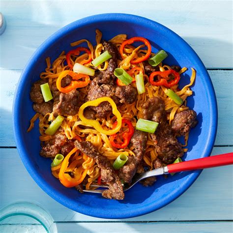Easy ground beef curry recipe. Recipe: Mongolian Beef & Noodles with Sweet Peppers & Scallions - Blue Apron