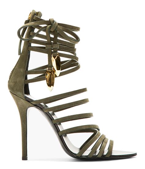 OLIVE NUBUCK GLADIATOR HEELS - New Fashion and Trends | Gladiator heels, Gladiator high heels ...