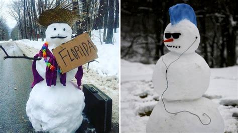 Each year people build snowmen and take pictures of them. Most Funny And Creative Snowman Ideas | VNFA
