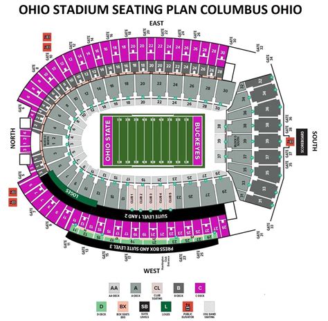 ohio stadium seating map ticket price booking parking map