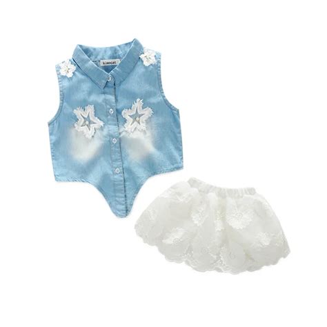 Baby Girls Clothes Clothing Set Girls Denim Vest White Chiffon Skirt