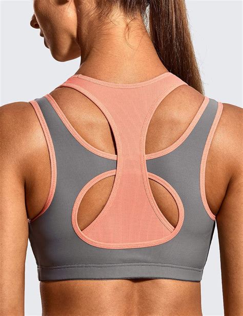 Syrokan Womens Workout Sports Bra High Impact Support Bounce Control Wirefree Mesh Racerback Top