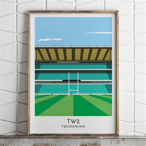 Custom Contemporary Print Of Any Rugby Stadium By Turf Football Art