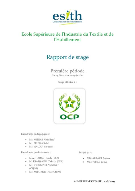 Rapport De Stage Ocp Jorf Lasfar