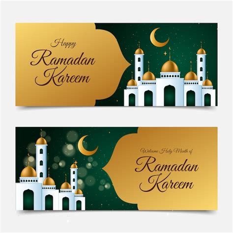 Free Vector Realistic Ramadan Horizontal Banners Pack
