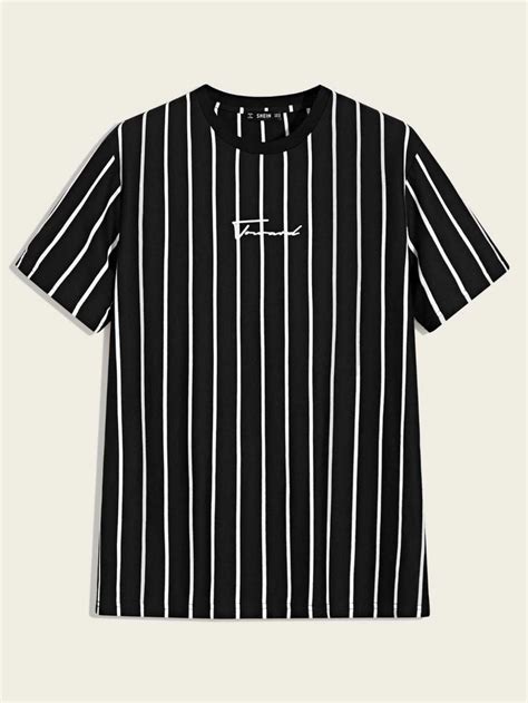 shein men letter graphic striped tee camisas para traje estilo de ropa hombre ropa casual
