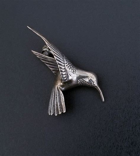 Vintage Hummingbird Brooch Sterling Silver Jezlaine Jez Hallmarked
