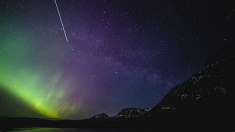 Wallpaper Milky Way Aurora Borealis Night Starry Sky Glacier