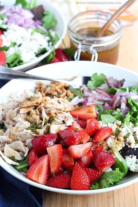 Strawberry Chicken Salad With Maple Balsamic Vinaigrette Salad Mixed