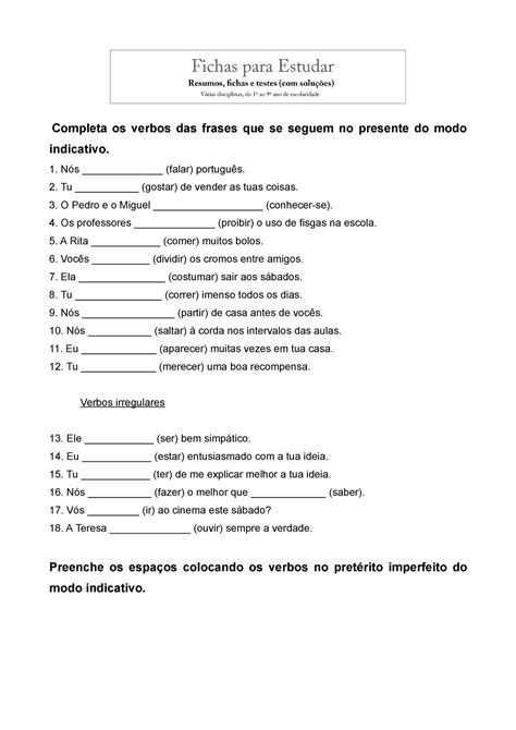 Circule Os Verbos Das Frases