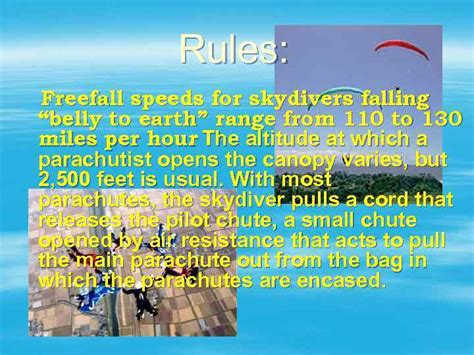 Parachuting Skydiving Plan Vocabulary Definition