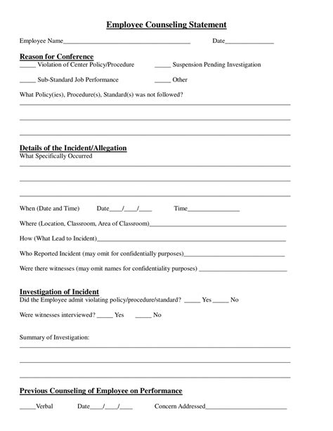 Employee Counseling Statement Template Fill Out Sign Online And