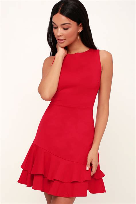 Cute Red Dress Red Ruffled Dress Red Party Dress Red Dress Lulus