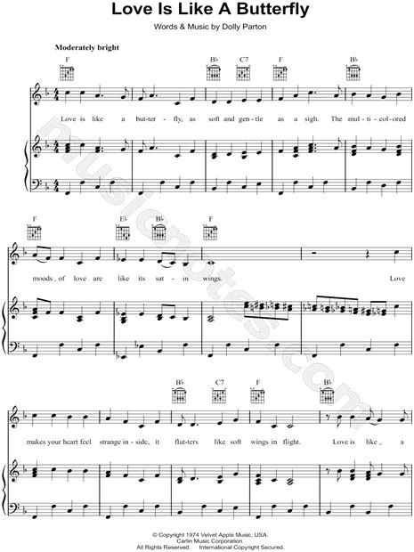 The tv movie dolly parton's coat of many colors, a biopic about the singer's childhood, aired in 2015. Dolly Parton "Love Is Like a Butterfly" Sheet Music in F ...