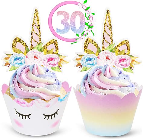 Unicorn Cupcake Toppers And Wrappers Decorations 30 Of Each