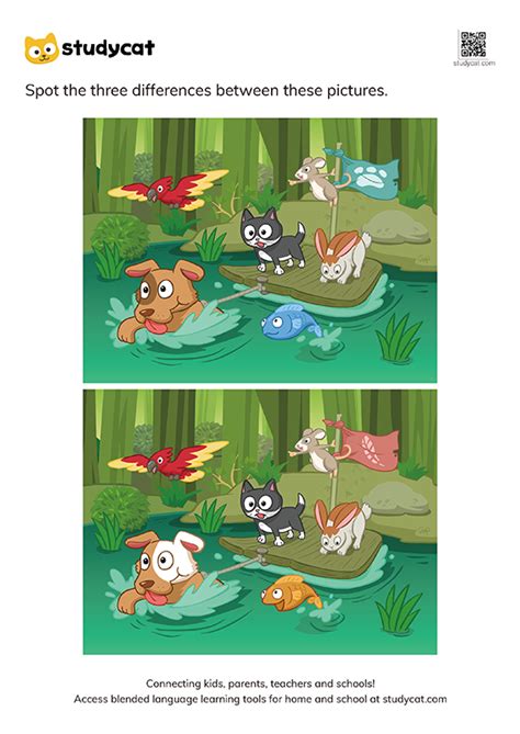 Spot The Difference Pet Animals Activity Printable Pdf