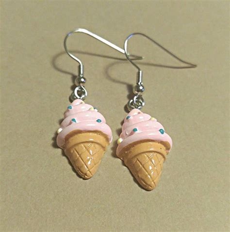 Ice Cream Cone Earrings Resin Ice Cream Summer Time Jewelry Etsy