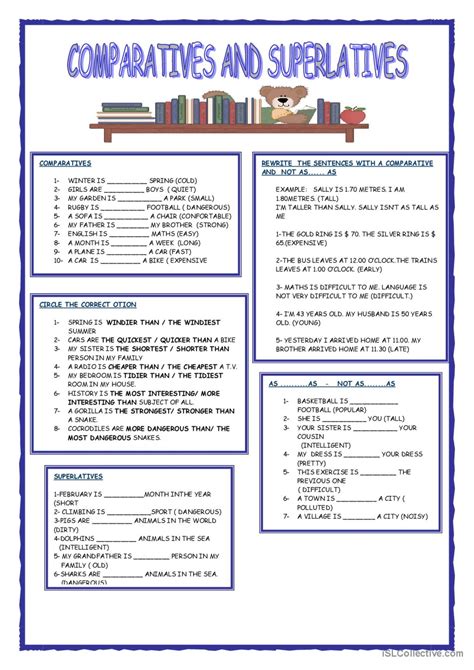 Comparatives And Superlatives English Esl Worksheets Pdf Doc