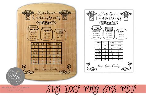 Kitchen Conversion Chart Print Or Svg 575493 Illustrations Design