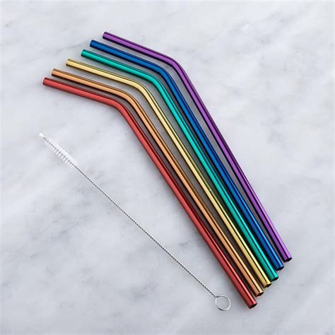 Joie Eco Friendly Rainbow Reusable Drinking Straw Set Of 7