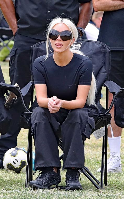 Kim Kardashian In A Black Tee Enjoys Saints Sunday Soccer Game In Los