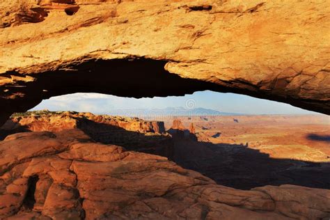 Mesa Arch At Sunset Canyonlands National Park Utah Stock Photo