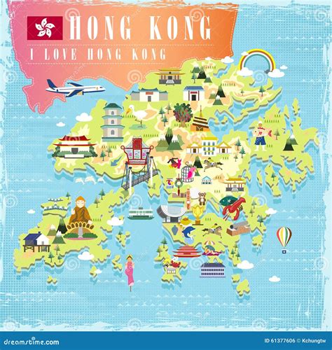 Hong Kong Travel Map Stock Vector Image 61377606