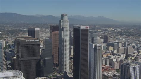 4k Stock Footage Aerial Video Of Orbiting Tall City Skyscrapers In