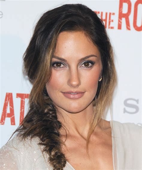 Minka Kelly Long Curly Brunette Braided Half Up Half Down Hairstyle