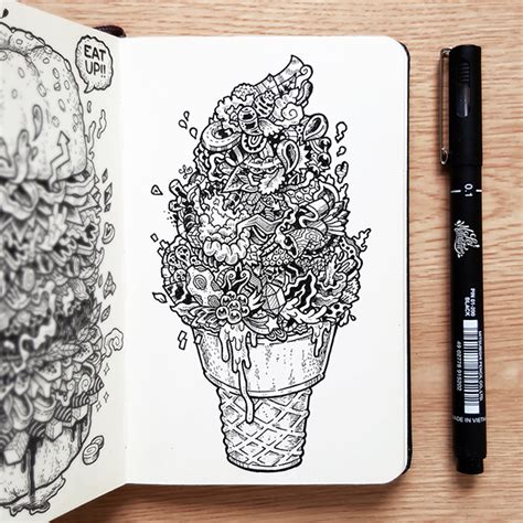 Foodle Series We All See Food Differently On Behance Doodle Art