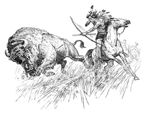 In native american indian legends, bull skull can symbolize both death and strength. Indian Buffalo Hunt Coloring Page Free Digital Download
