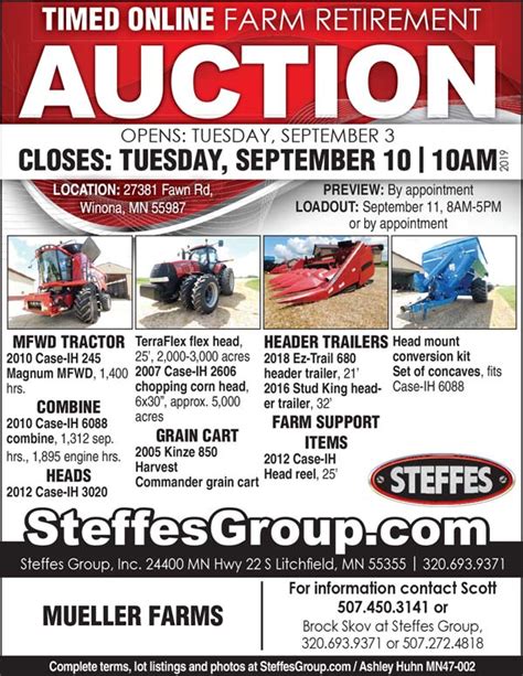 Auction List Steffes Group Inc Farm Retirement Timed Online